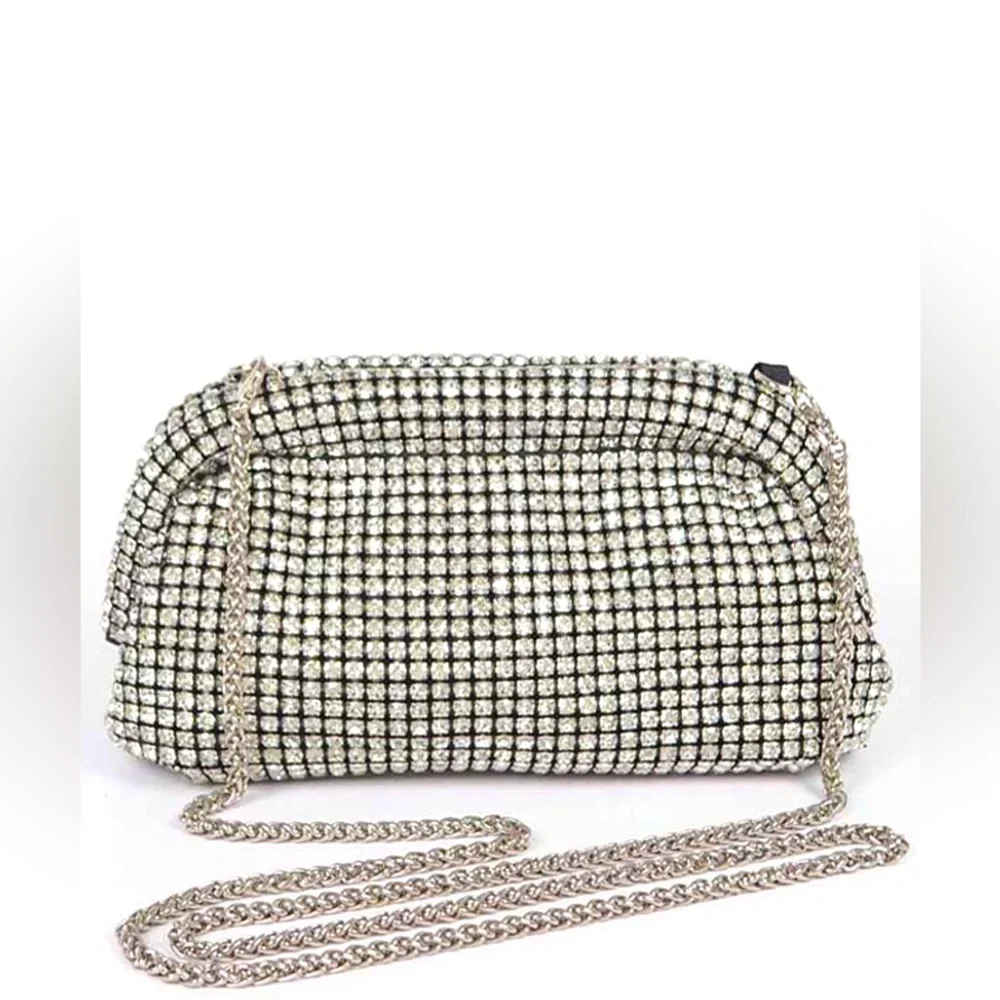 Oversized Rhinestone Soft Convertible Clutch Bag - Picture 4 of 8